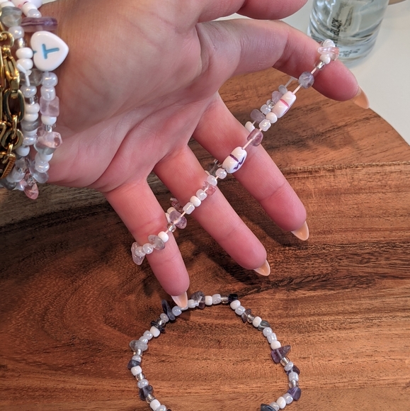 Set of 2 bracelets. Natural stone & acyclic beads - Picture 6 of 9